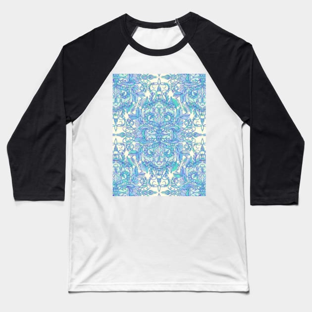 Lilac, Mint & Aqua Art Nouveau Pattern Baseball T-Shirt by micklyn